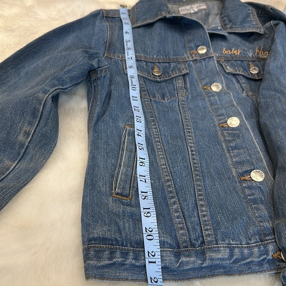 🎉hostpick😁Baby phat denim, md blue logo stitch above front pocket & on back M - Picture 6 of 14